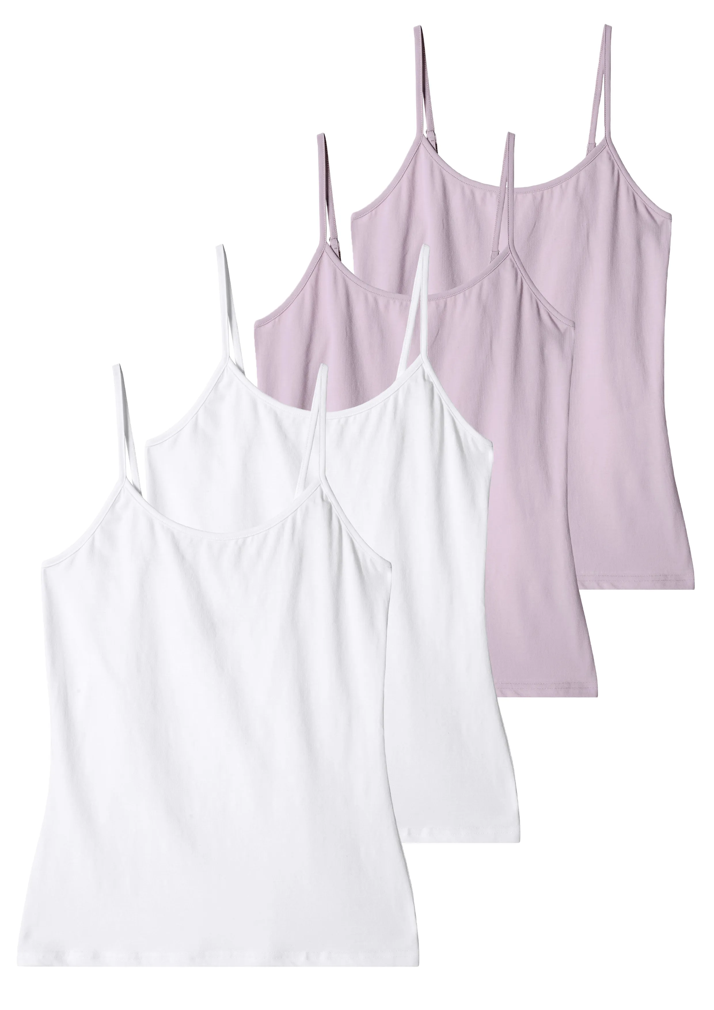 Comfneat Women's 4-Pack Stretchy Camisoles Cotton Spandex Undershirts Adjustable Spaghetti Strap