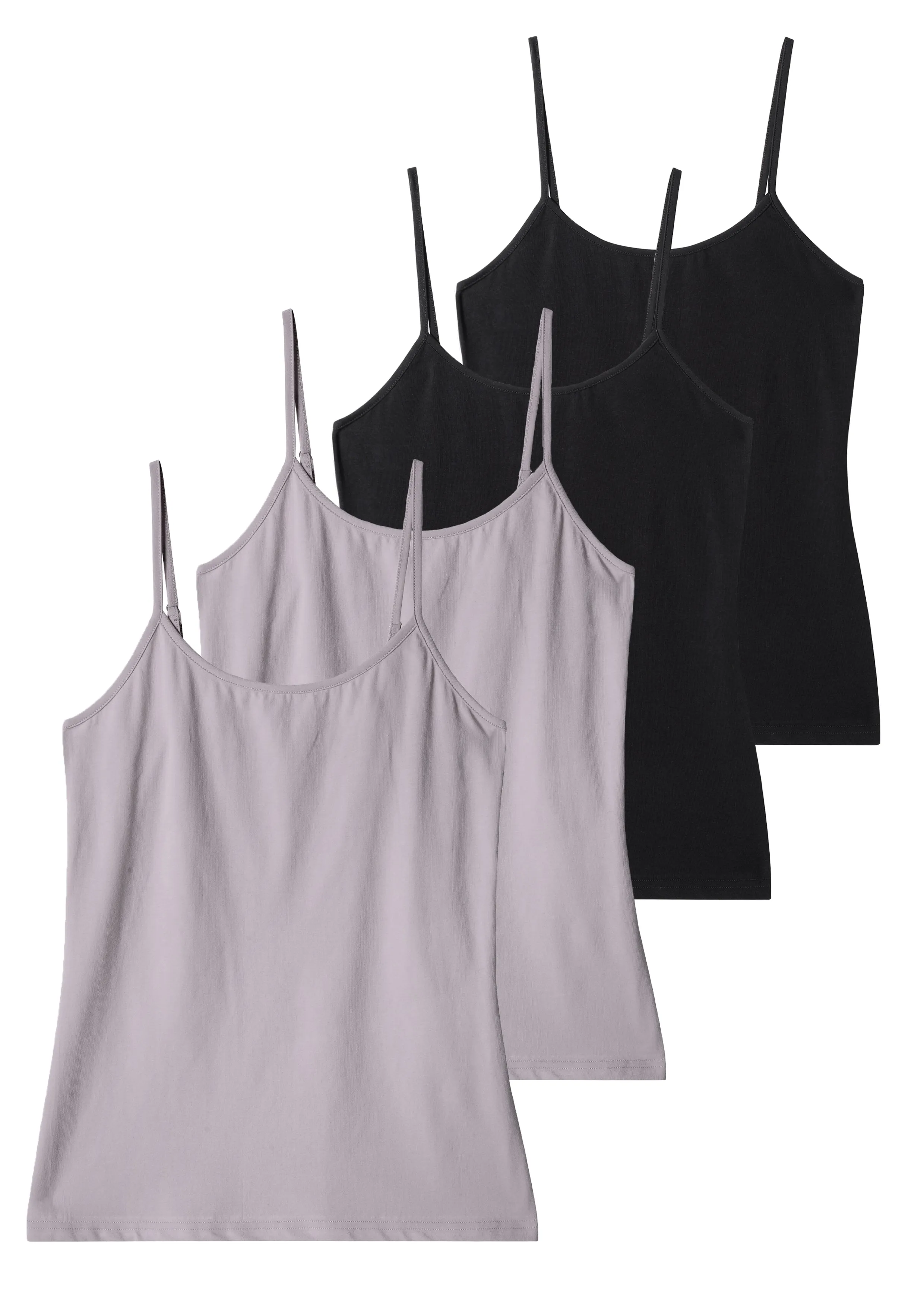 Comfneat Women's 4-Pack Stretchy Camisoles Cotton Spandex Undershirts Adjustable Spaghetti Strap