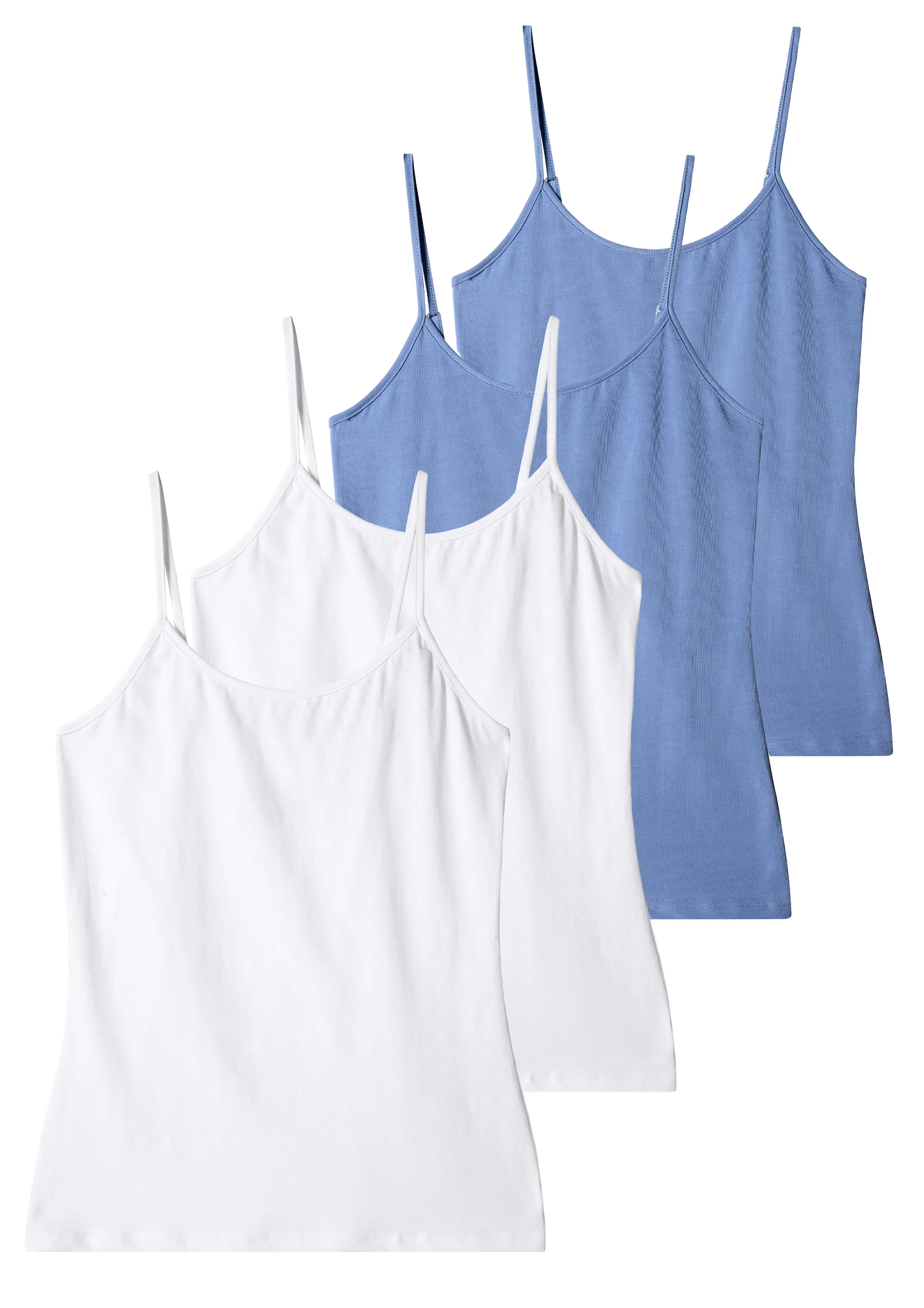 Comfneat Women's 4-Pack Stretchy Camisoles Cotton Spandex Undershirts Adjustable Spaghetti Strap