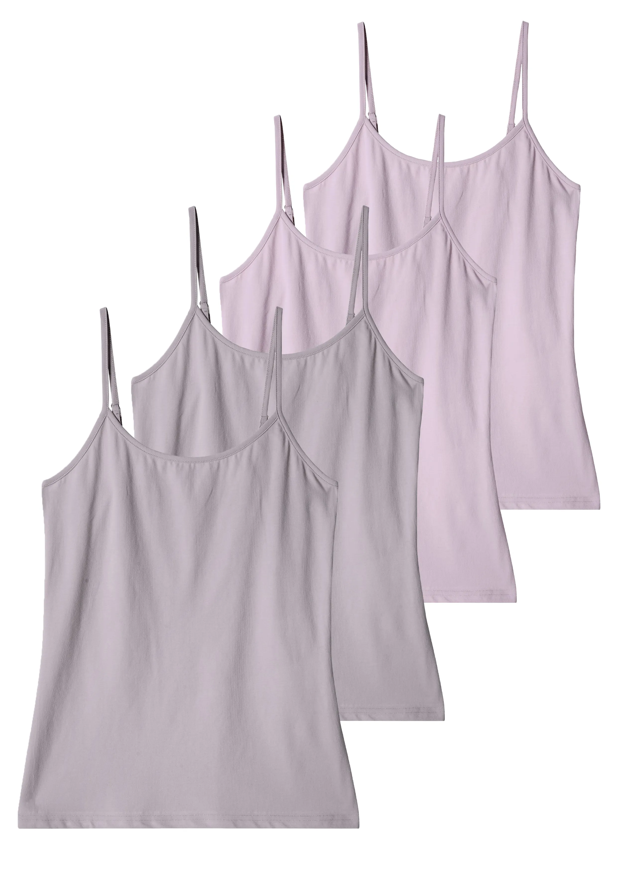 Comfneat Women's 4-Pack Stretchy Camisoles Cotton Spandex Undershirts Adjustable Spaghetti Strap