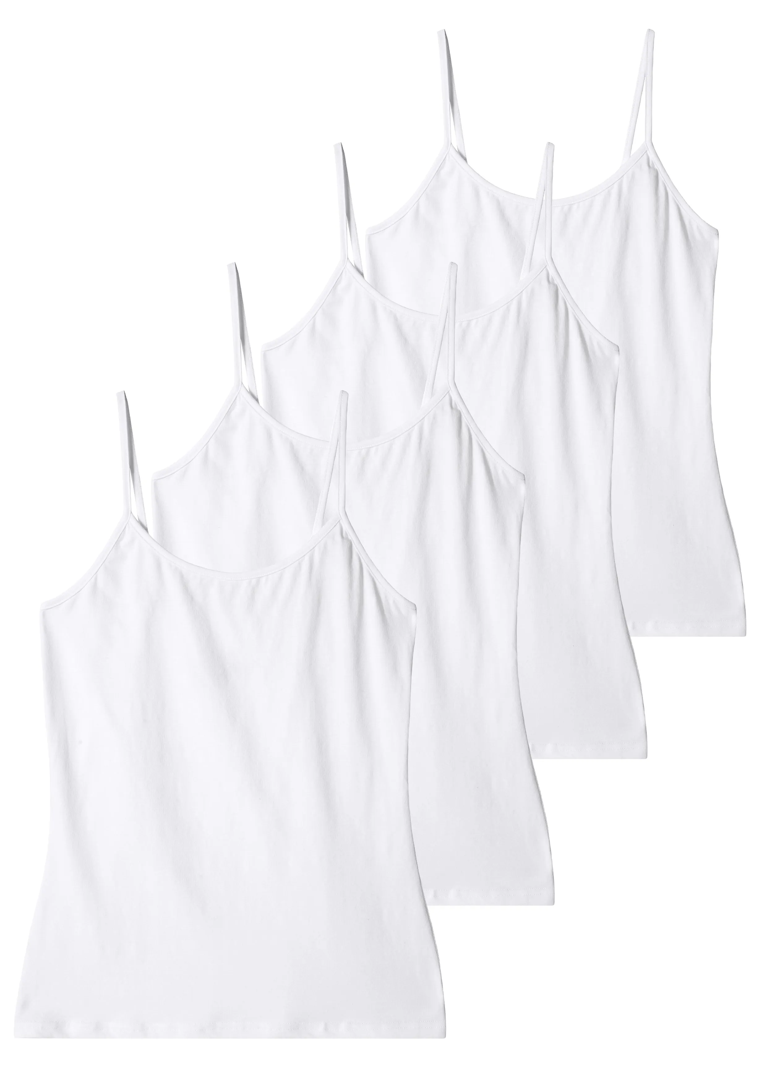 Comfneat Women's 4-Pack Stretchy Camisoles Cotton Spandex Undershirts Adjustable Spaghetti Strap