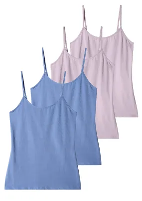 Comfneat Women's 4-Pack Stretchy Camisoles Cotton Spandex Undershirts Adjustable Spaghetti Strap