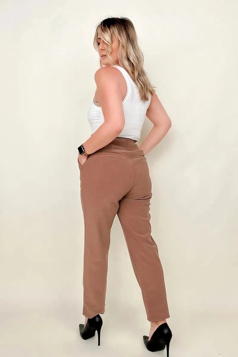 Comfy & Chic: Cropped Pull-on Pants with Pockets for Women