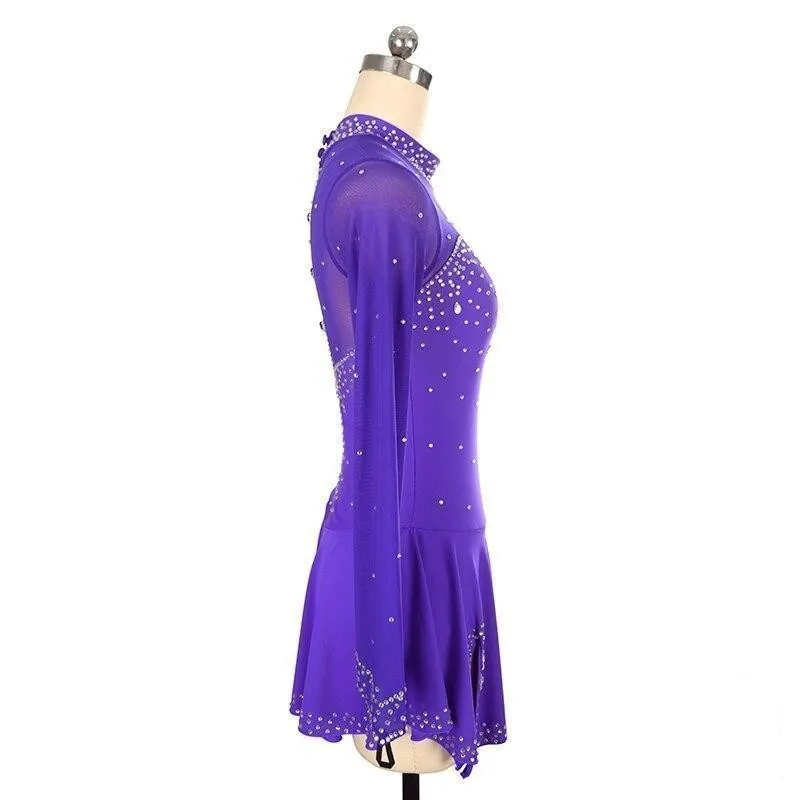 Competition Figure Skating Dress Mesh Long Sleeves Avaiable in 10 Colors