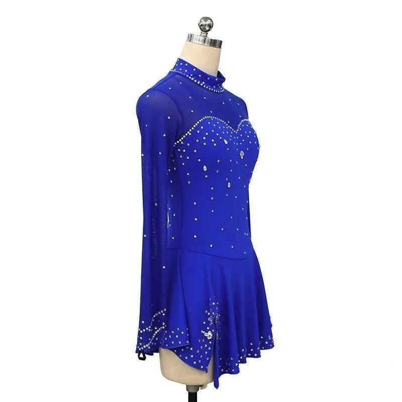 Competition Figure Skating Dress Mesh Long Sleeves Avaiable in 10 Colors