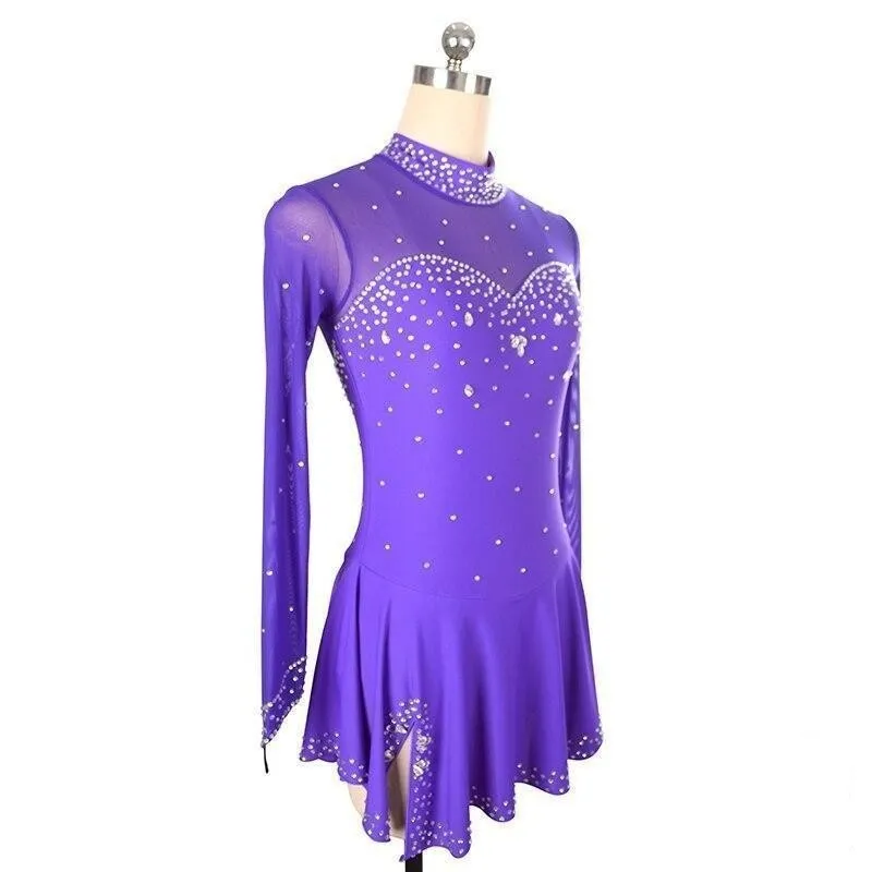 Competition Figure Skating Dress Mesh Long Sleeves Avaiable in 10 Colors