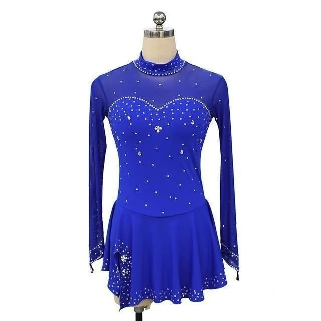 Competition Figure Skating Dress Mesh Long Sleeves Avaiable in 10 Colors