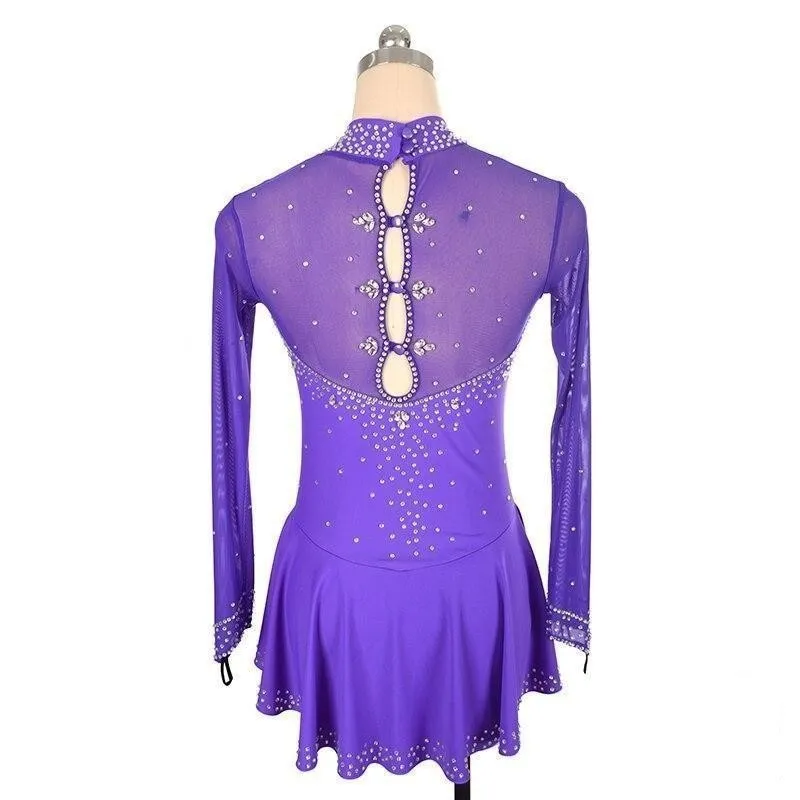 Competition Figure Skating Dress Mesh Long Sleeves Avaiable in 10 Colors