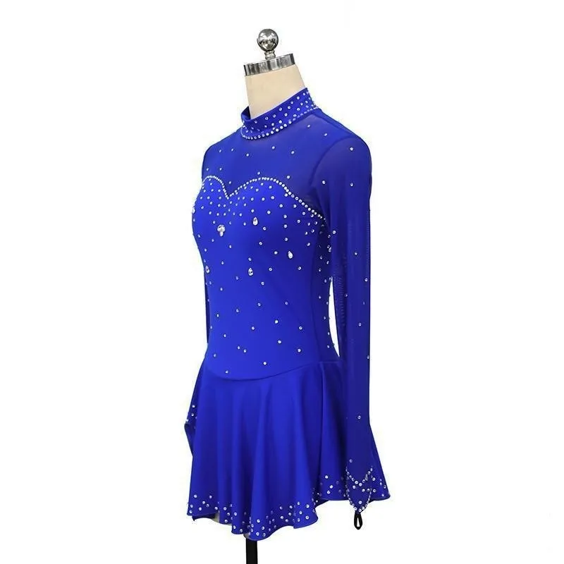 Competition Figure Skating Dress Mesh Long Sleeves Avaiable in 10 Colors