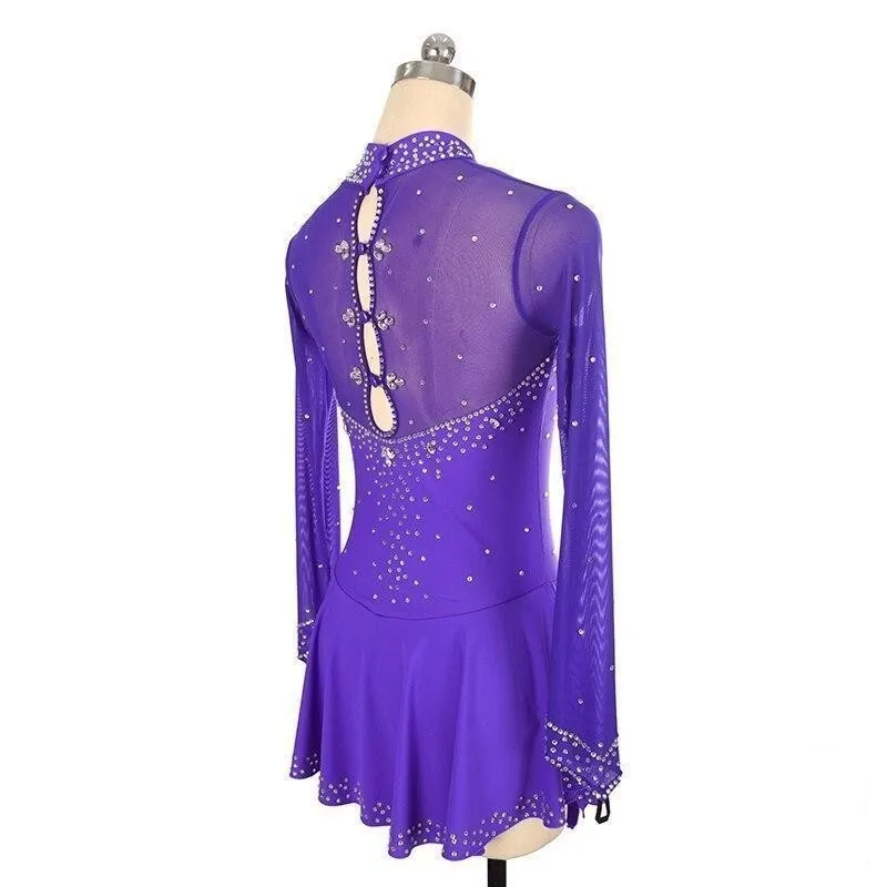 Competition Figure Skating Dress Mesh Long Sleeves Avaiable in 10 Colors