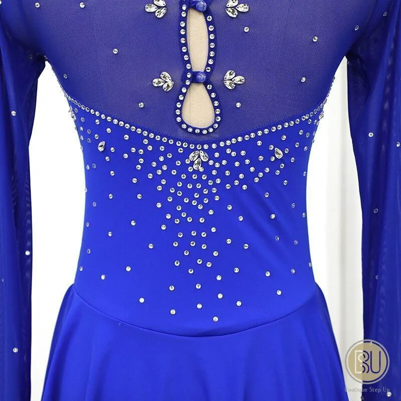 Competition Figure Skating Dress Mesh Long Sleeves Avaiable in 10 Colors