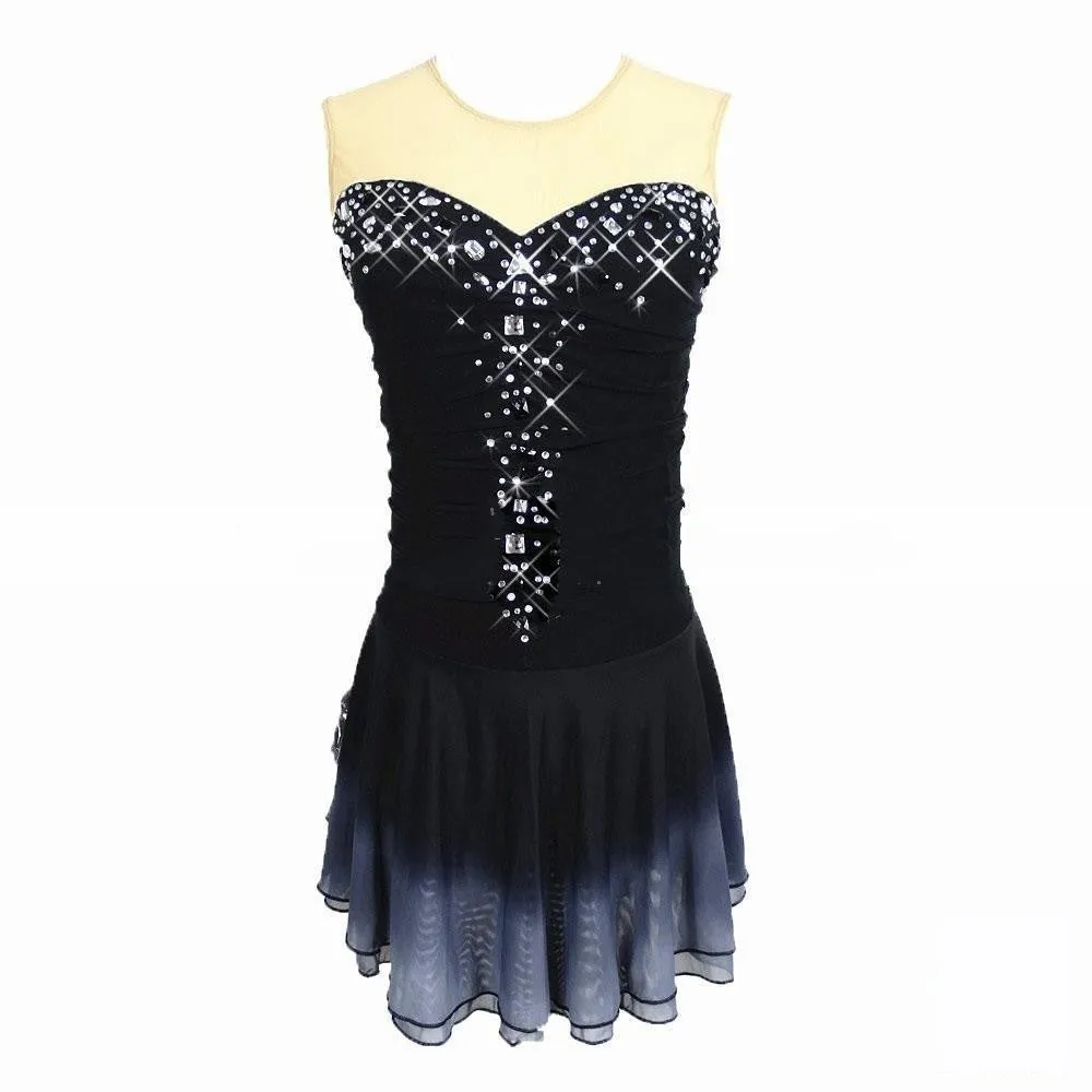 Competition FIgure Skating Dress Rushed Sweetheart Neckline