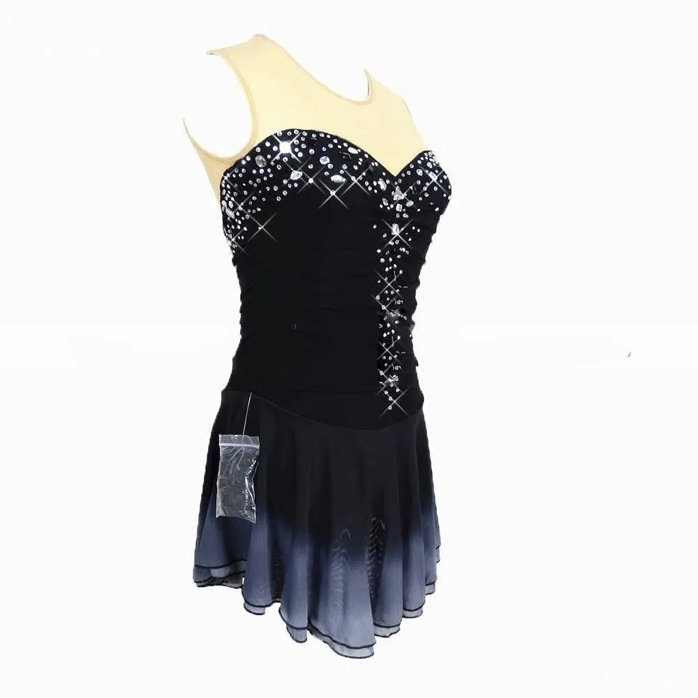 Competition FIgure Skating Dress Rushed Sweetheart Neckline