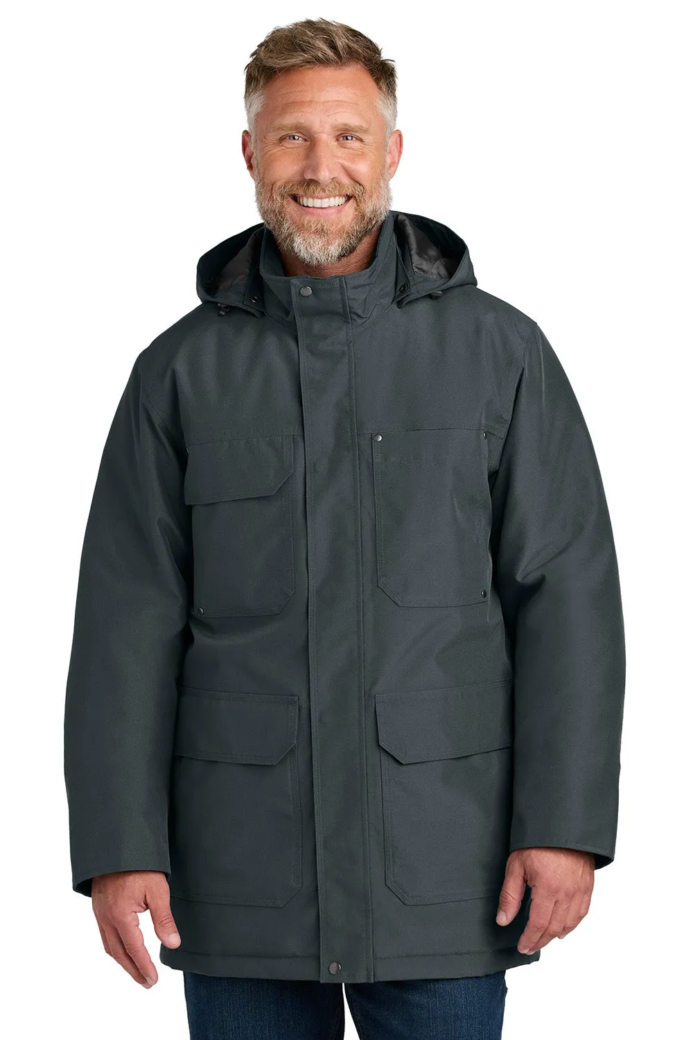 CornerStone Mens Elements Wind & Water Resistant Insulated Full Zip Hooded Parka - Iron Grey - New