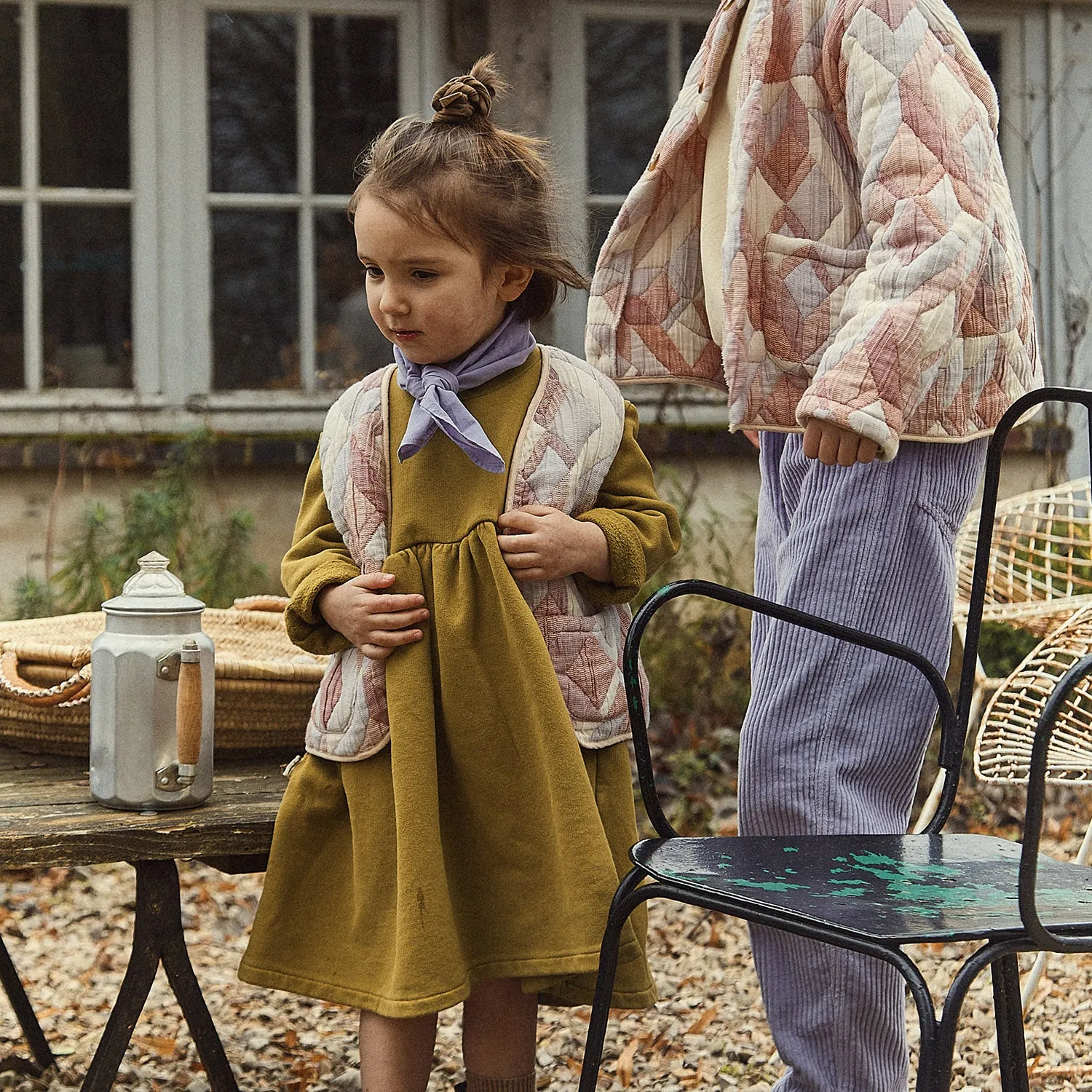 Cotton Fleece Lobelia Sweater Dress - Green Moss