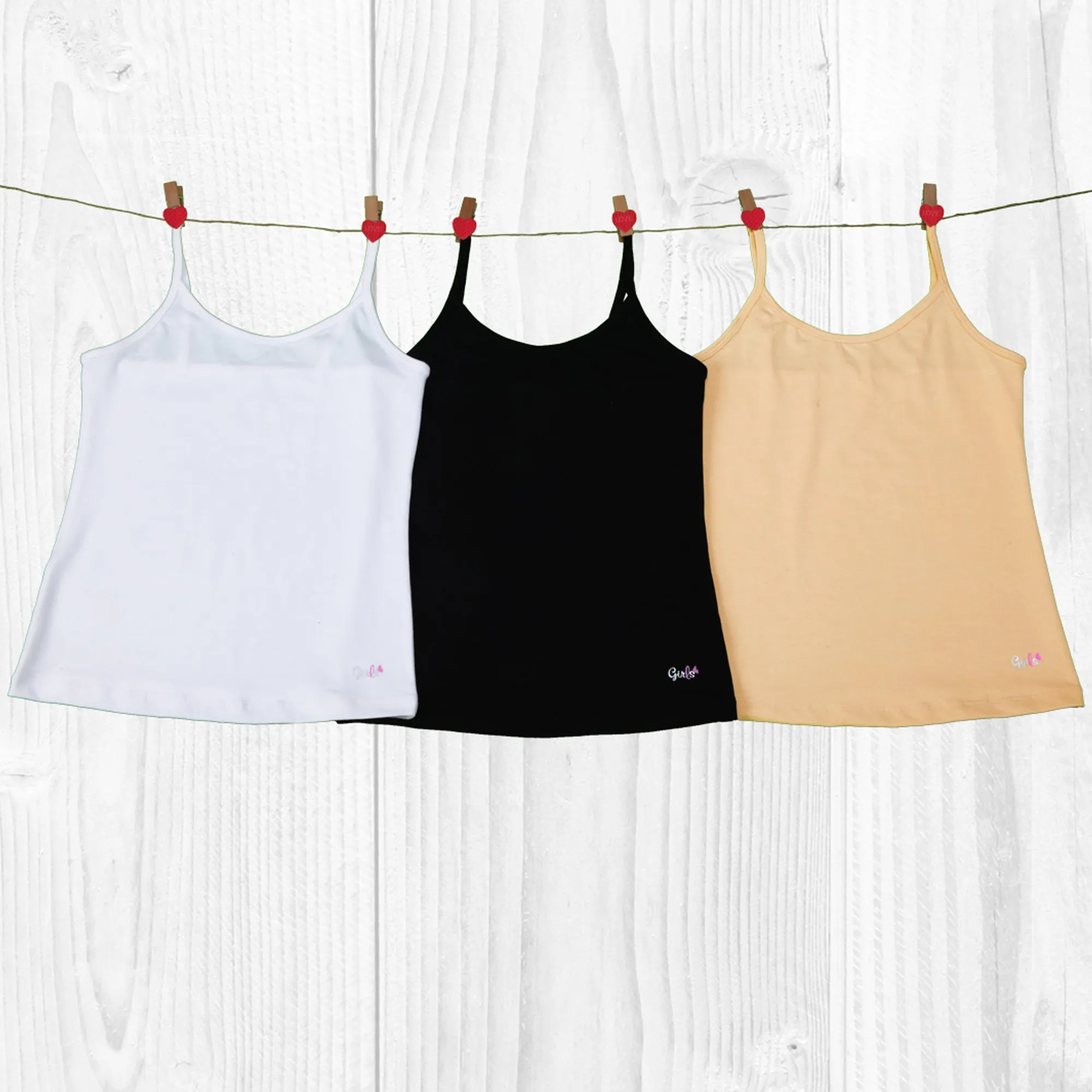 Cotton Spandex Super Soft Camisole for Girls (Pack of 3)- SGL-2