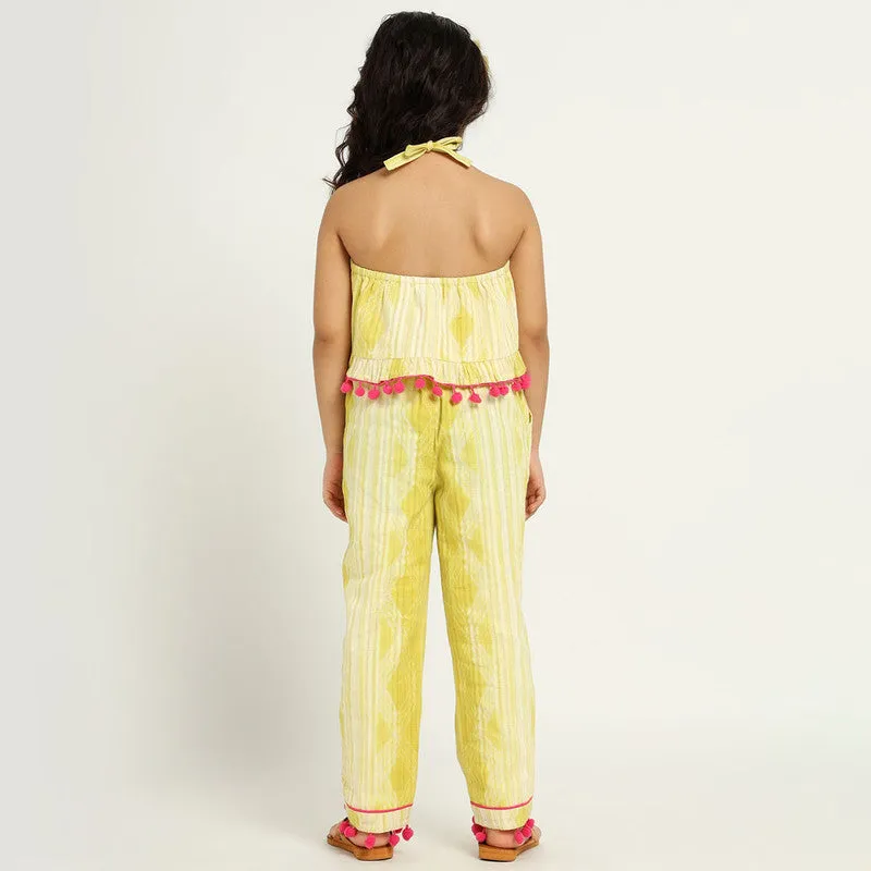 Cotton Top & Pants Set | Daffodil Embroidery | Yellow