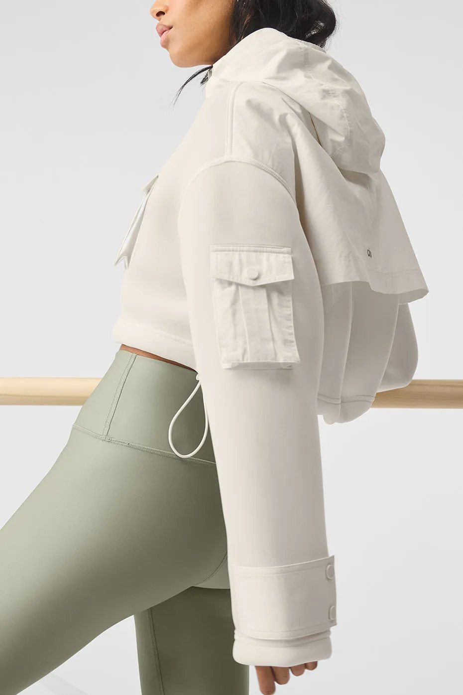 Cropped Engage Cargo Parka - Ivory