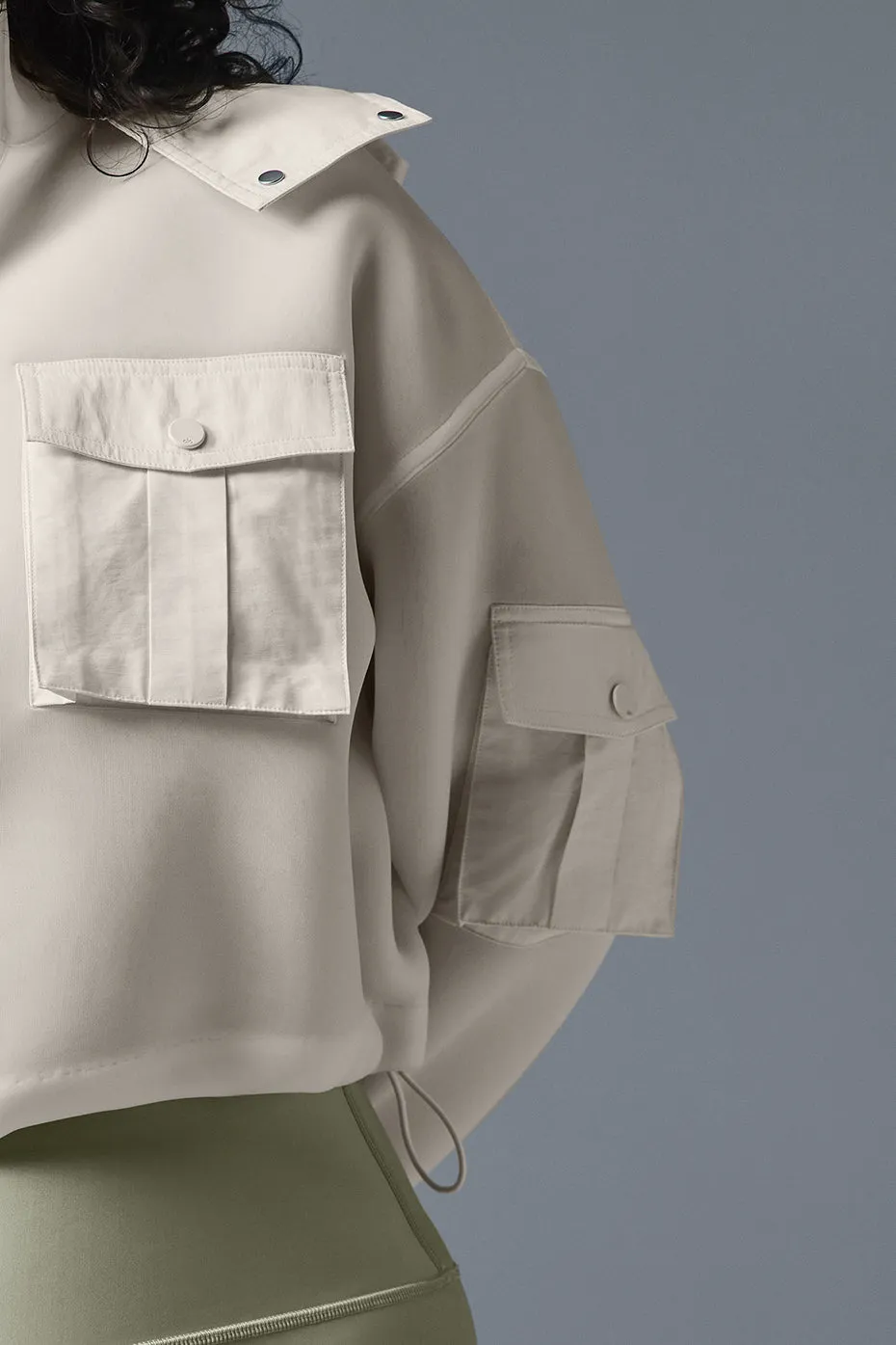 Cropped Engage Cargo Parka - Ivory