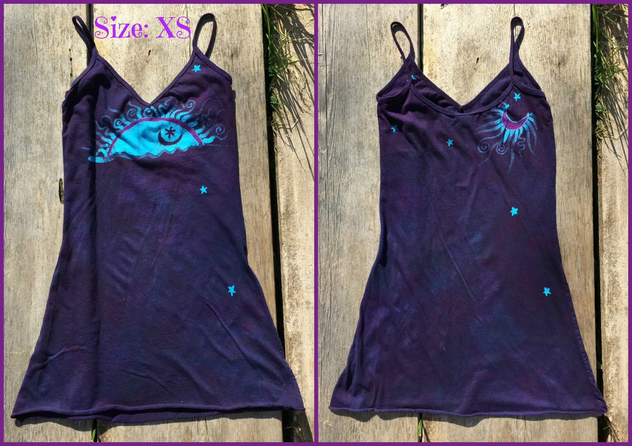 Deep Blue and Purple Batik Sun Long Cotton Camisole