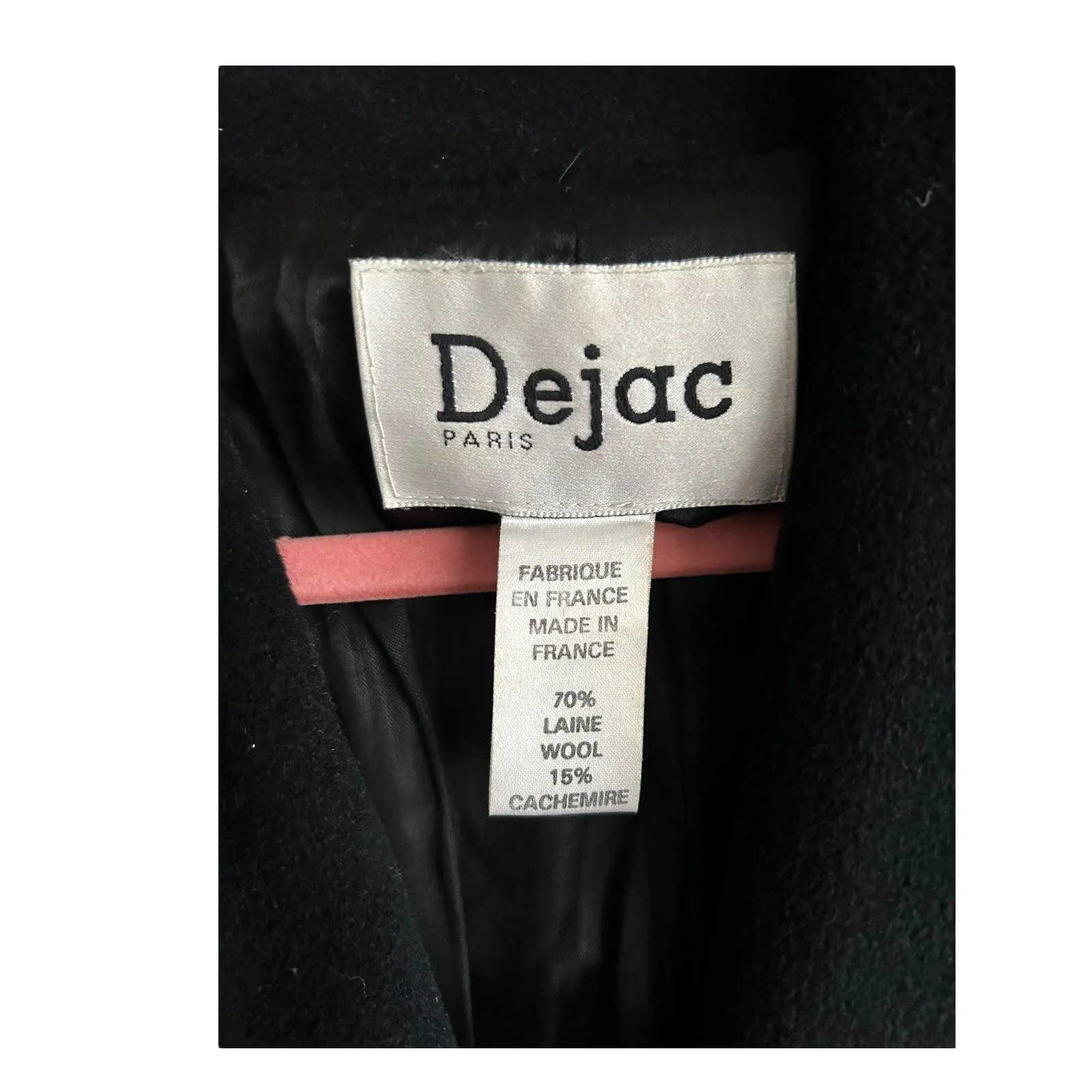 DeJac Cashmere Blend Long Sleeved Black Swing Coat UK Size 16