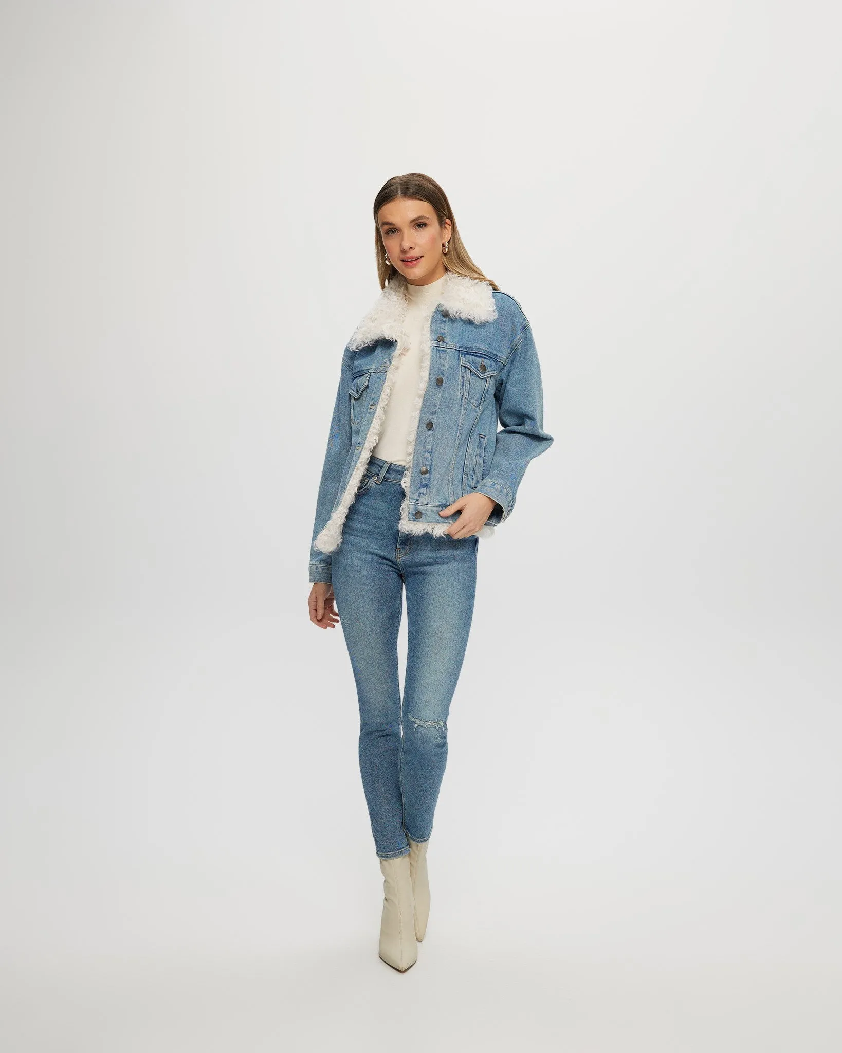 Denim Jacket with Select Lamb Trim