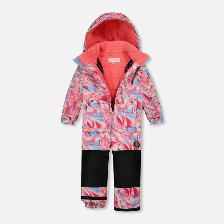 Deux Par Deux One-Piece Kids Snowsuit - Printed Marble