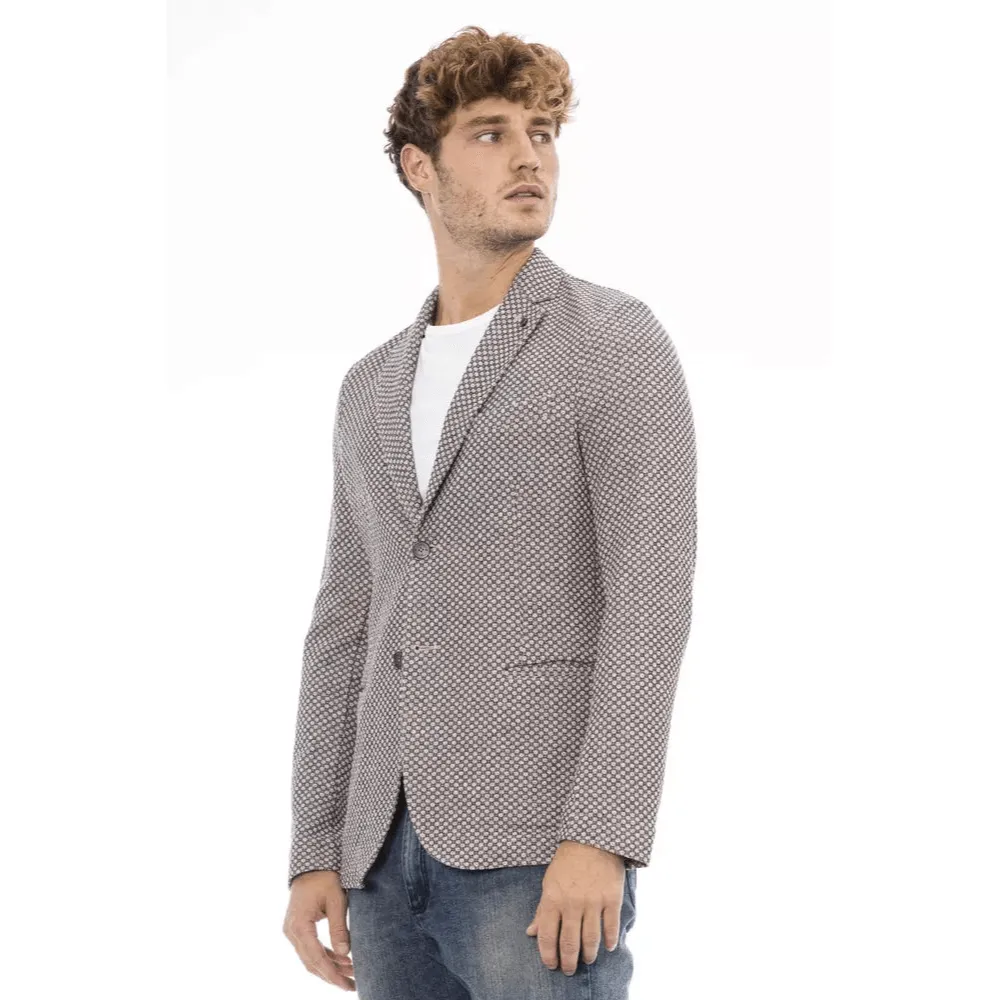 Distretto12 Beige Patterned Cotton Blazer