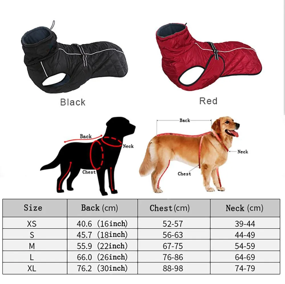 Dog Outdoor Jacket Waterproof Reflective Pet Coat Vest Winter Warm Cotton Dogs Clothing for Large Medium Dogs