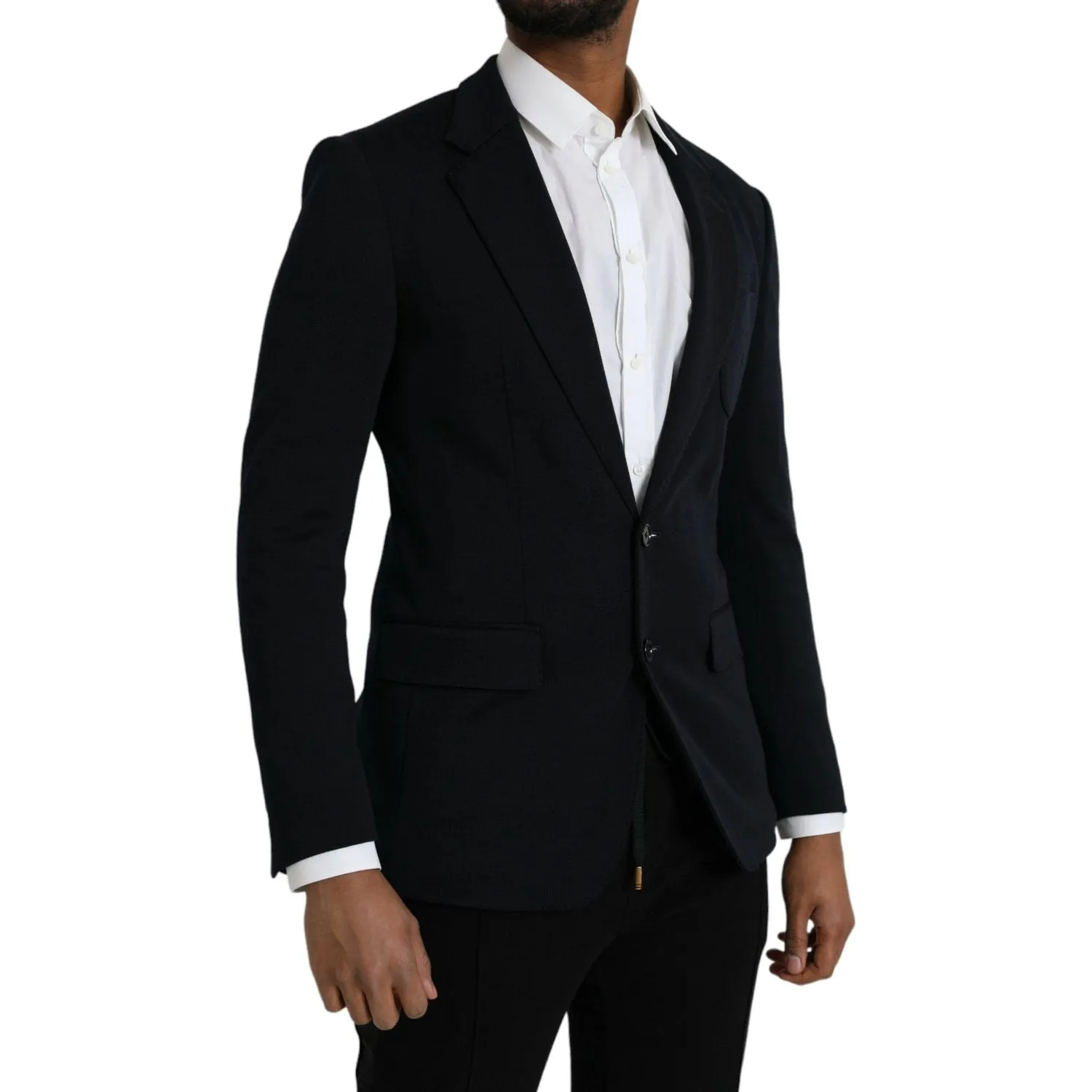 Dolce & Gabbana Black Wool Notch Single Breasted Coat Blazer