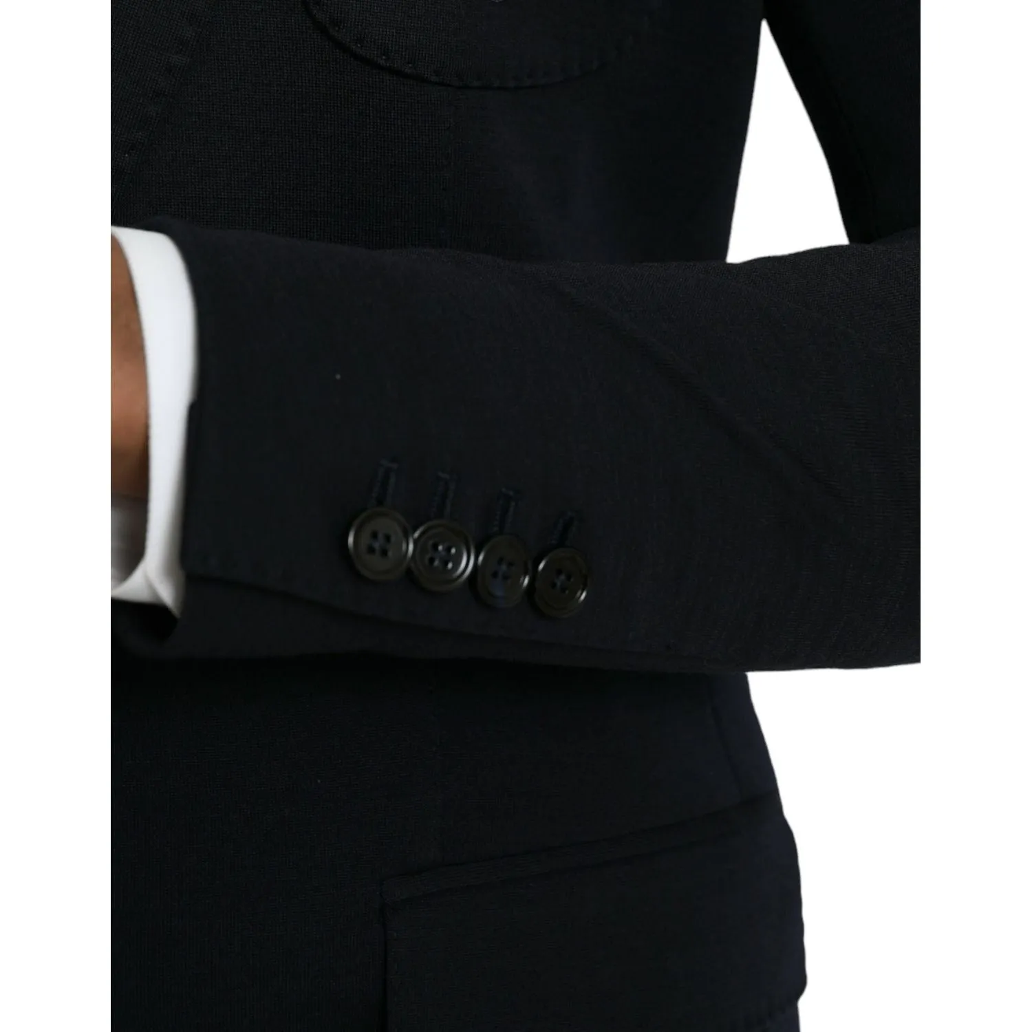 Dolce & Gabbana Black Wool Notch Single Breasted Coat Blazer