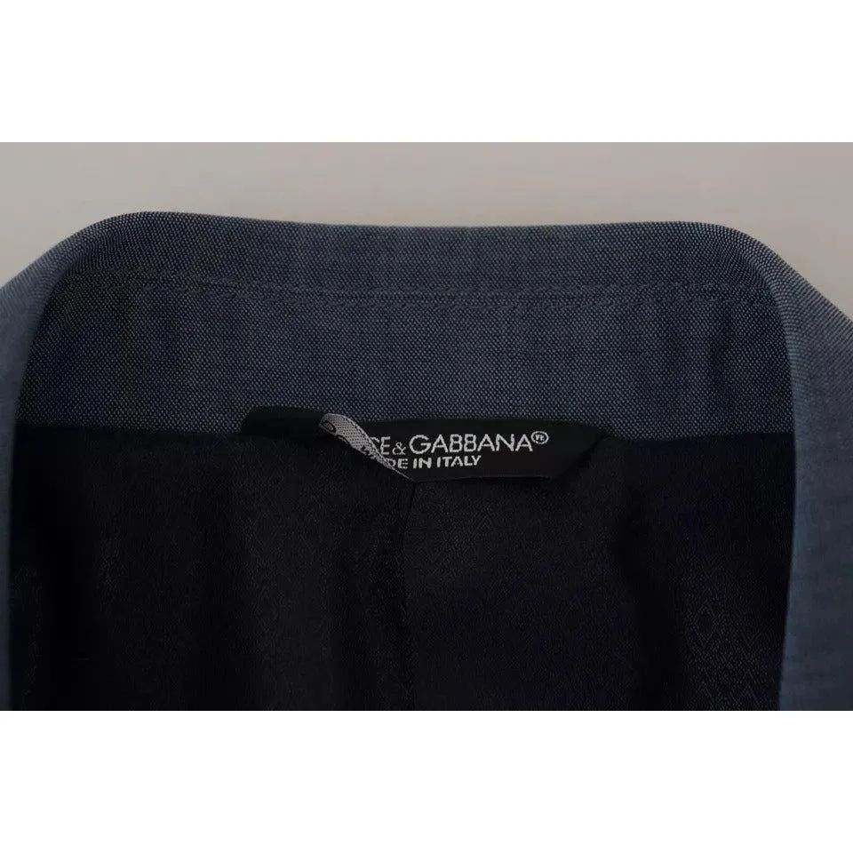 Dolce & Gabbana Blue Wool Stretch Slim Fit Jacket Blazer