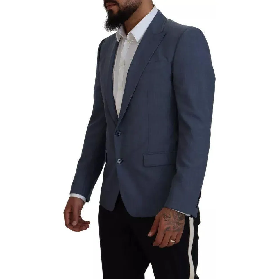 Dolce & Gabbana Blue Wool Stretch Slim Fit Jacket Blazer