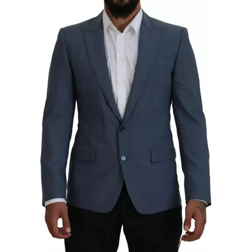 Dolce & Gabbana Blue Wool Stretch Slim Fit Jacket Blazer