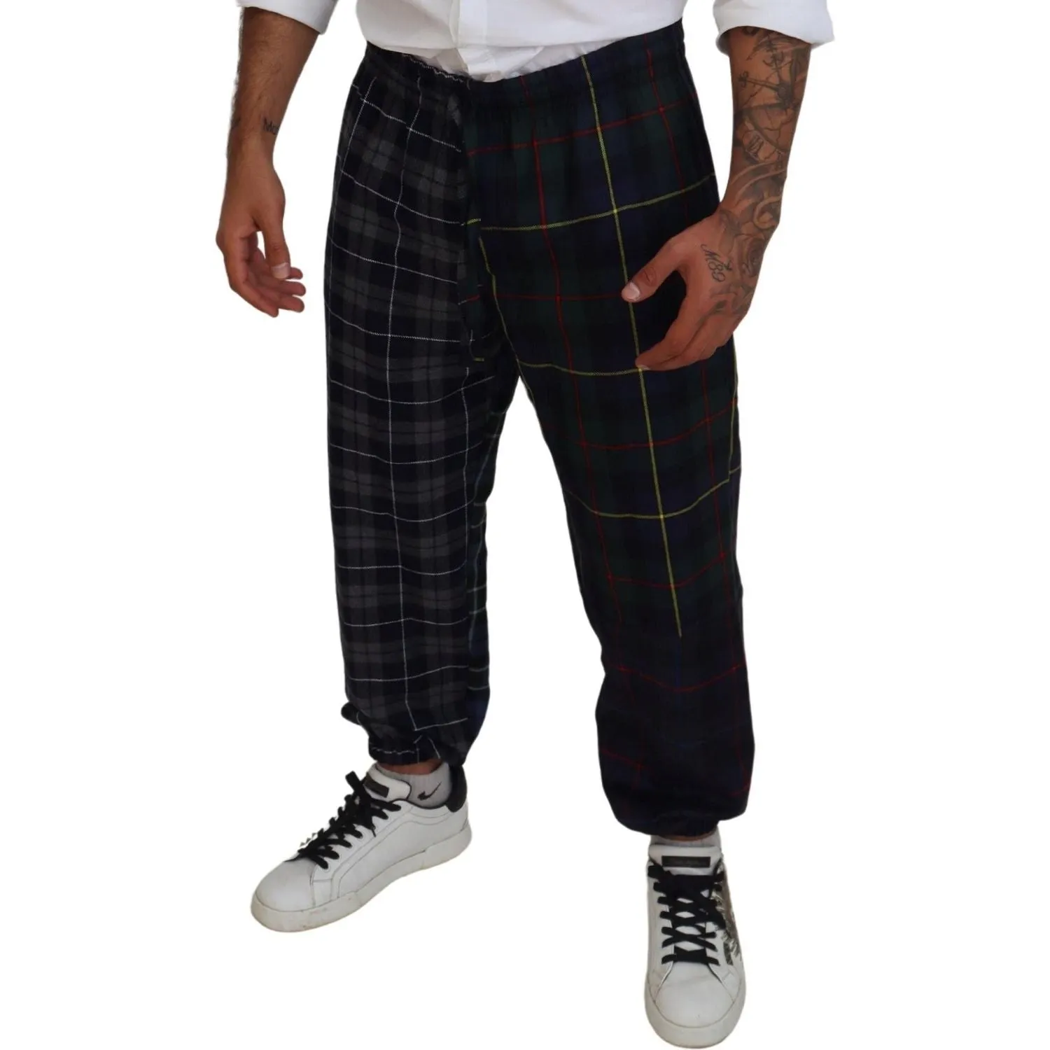 Dolce & Gabbana Checkered Wool Blend Jogger Pants