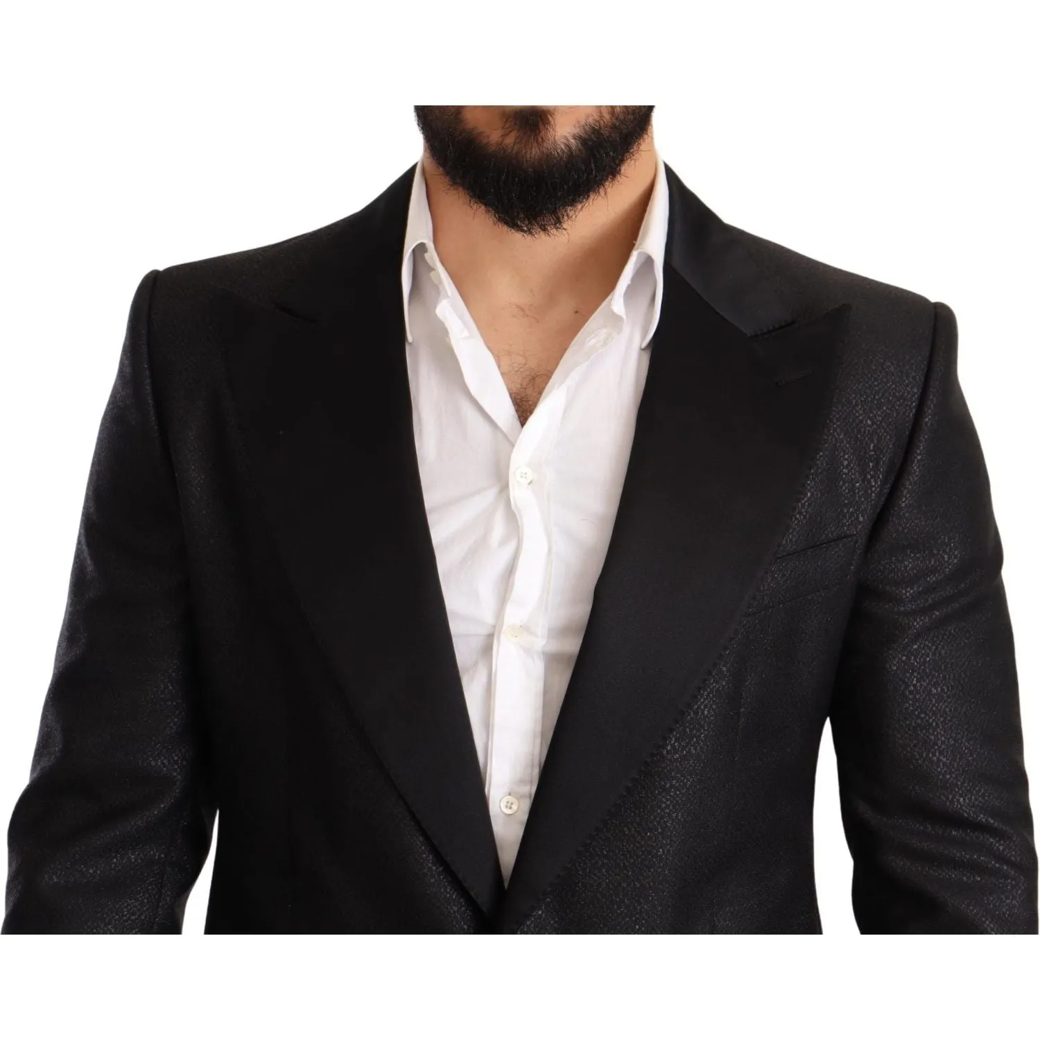 Dolce & Gabbana Elegant Black Metallic Slim Fit Blazer Jacket