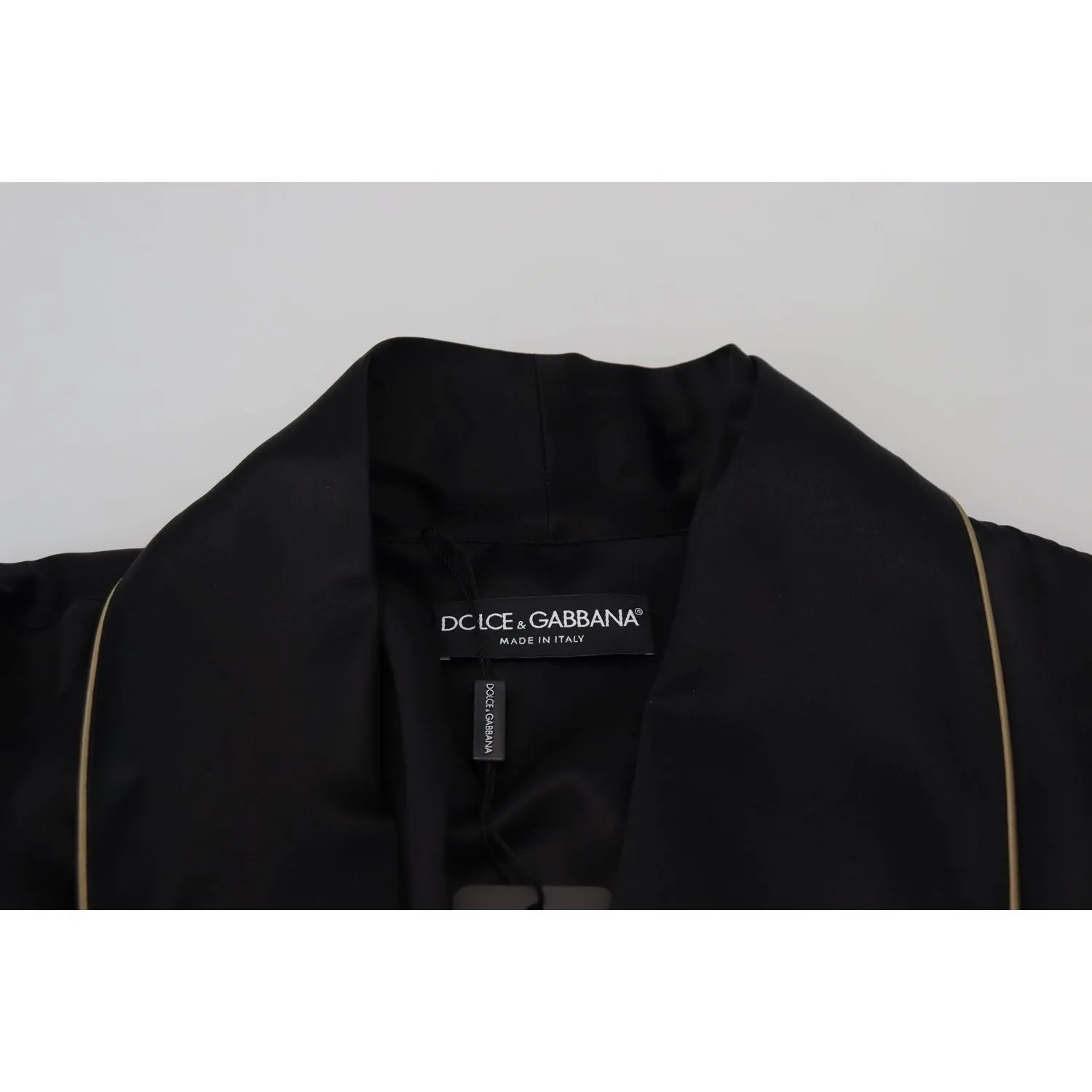 Dolce & Gabbana Elegant Black Silk Long Robe Coat