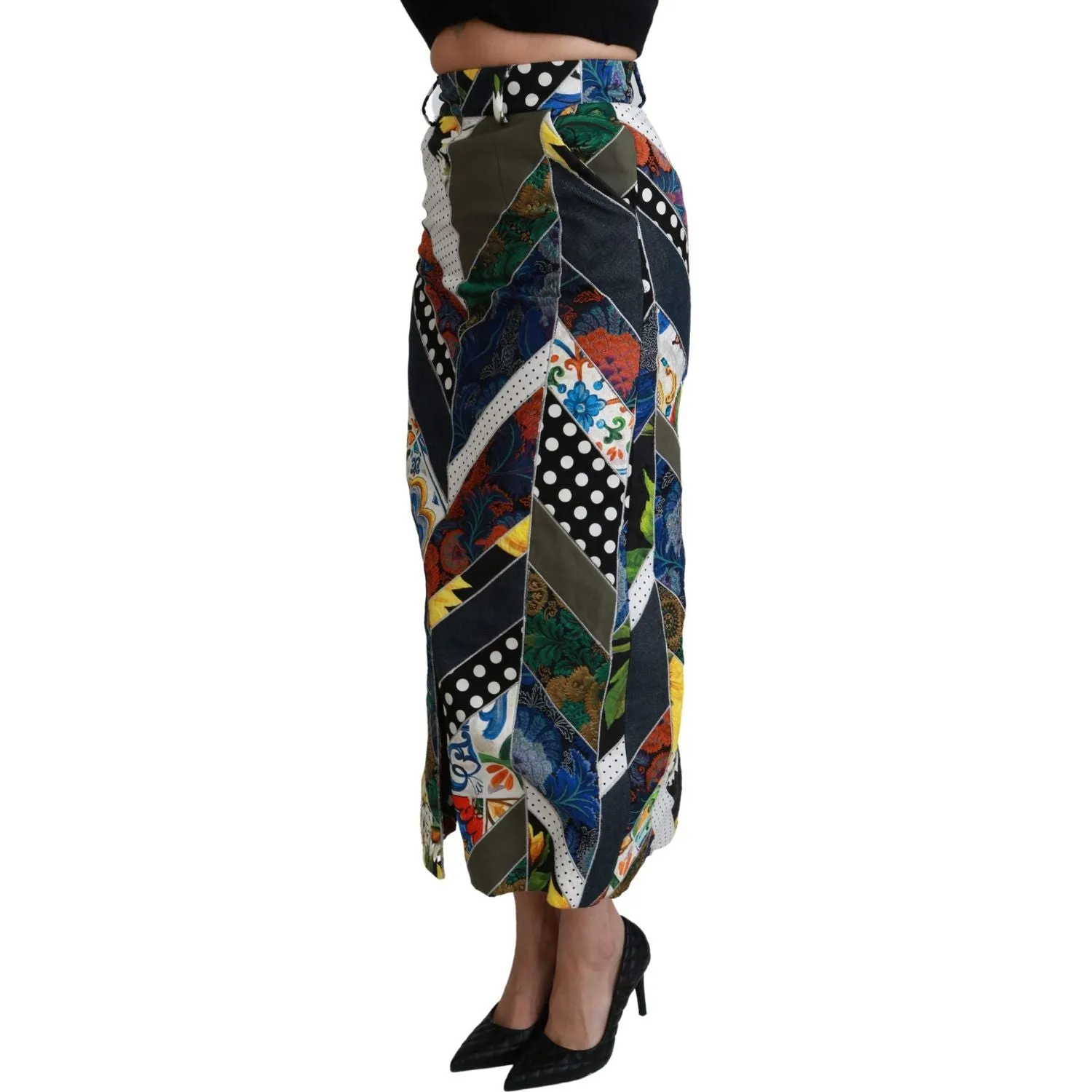 Dolce & Gabbana Elegant Geometric Print High-Waist Skirt