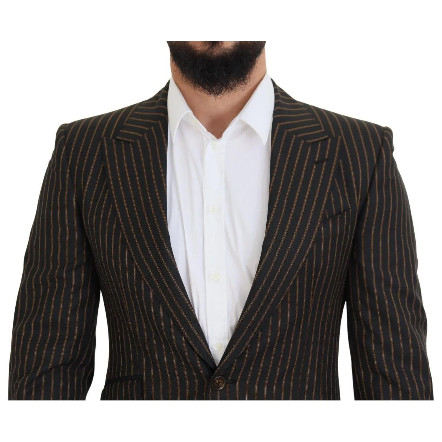 Dolce & Gabbana Elegant Striped Wool Blend Slim Blazer