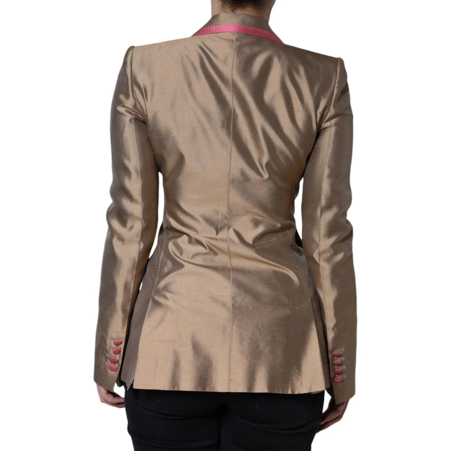 Dolce & Gabbana Metallic Brown Double Breasted Blazer Jacket