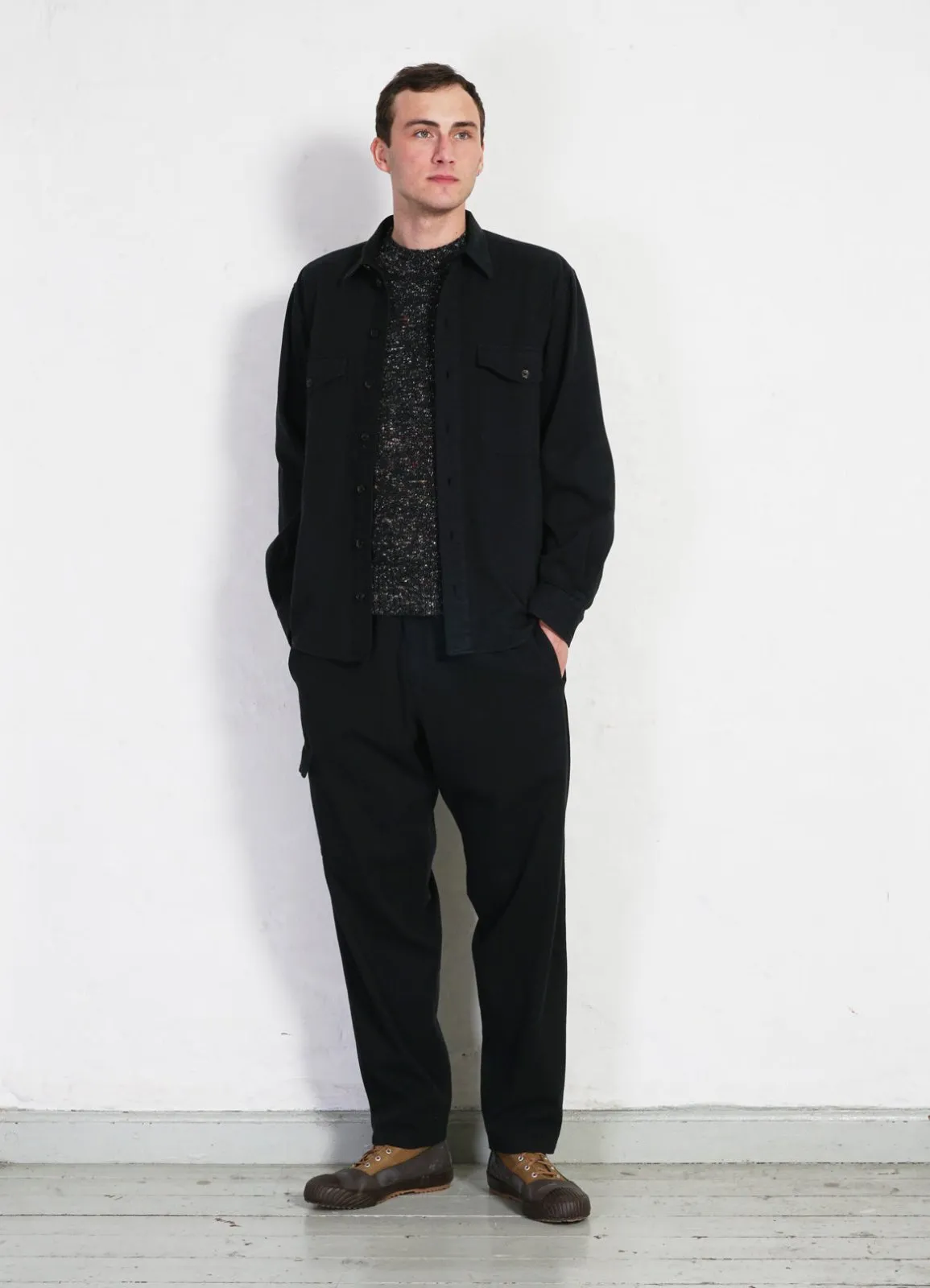 EIVIND | Crew Neck Rib Sweater | Donegal Black