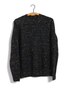 EIVIND | Crew Neck Rib Sweater | Donegal Black