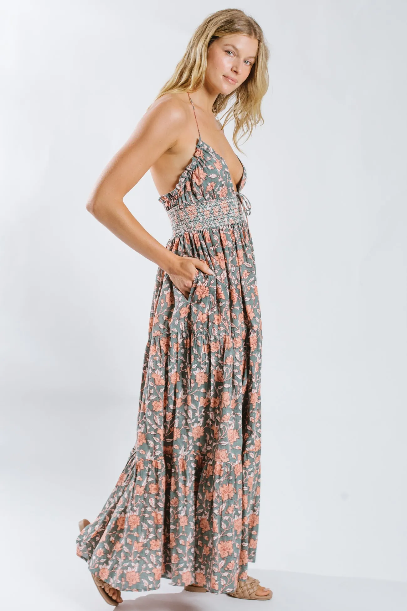 Eshika Spaghetti Halter Maxi Dress