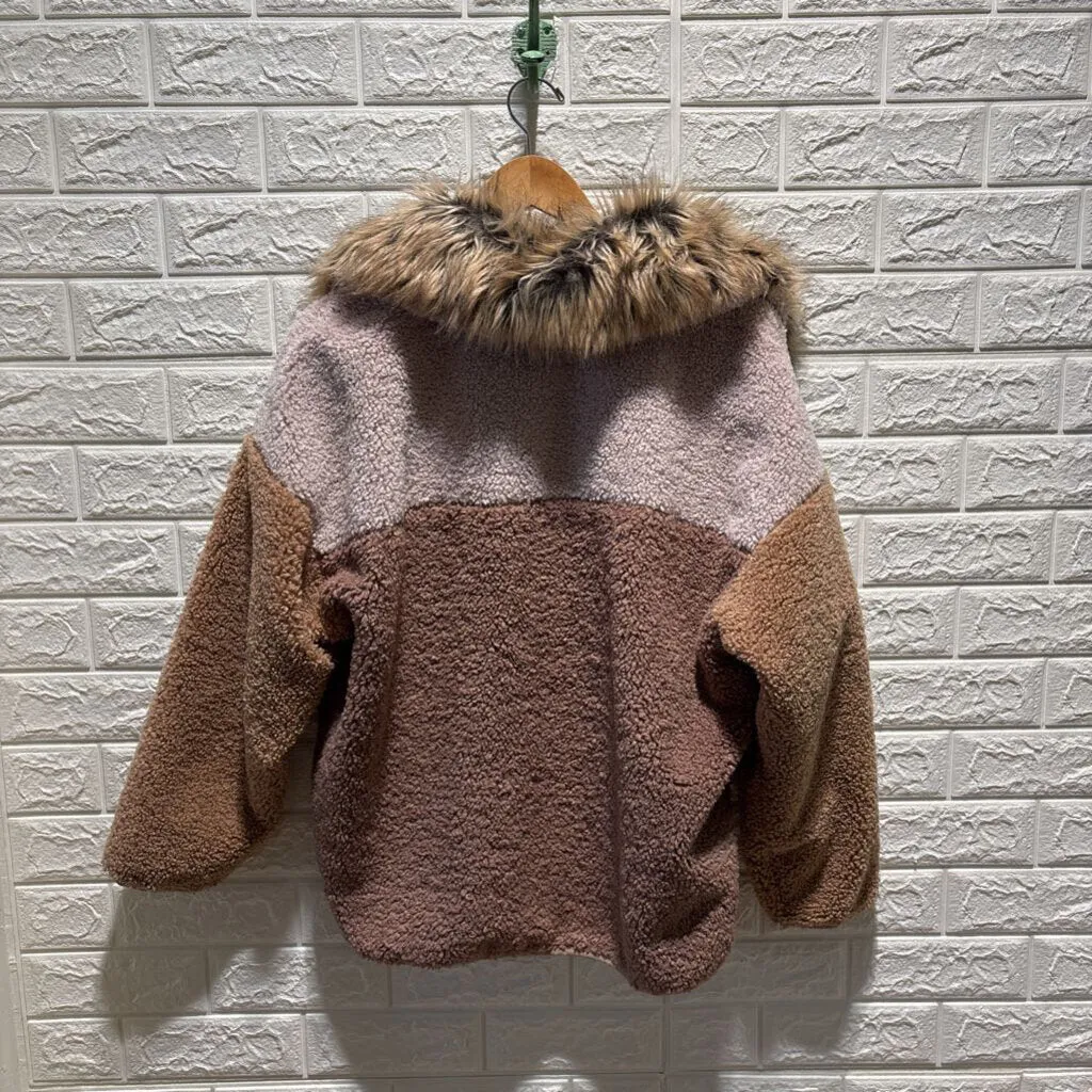 Faux Fur Collar Fleece Coat