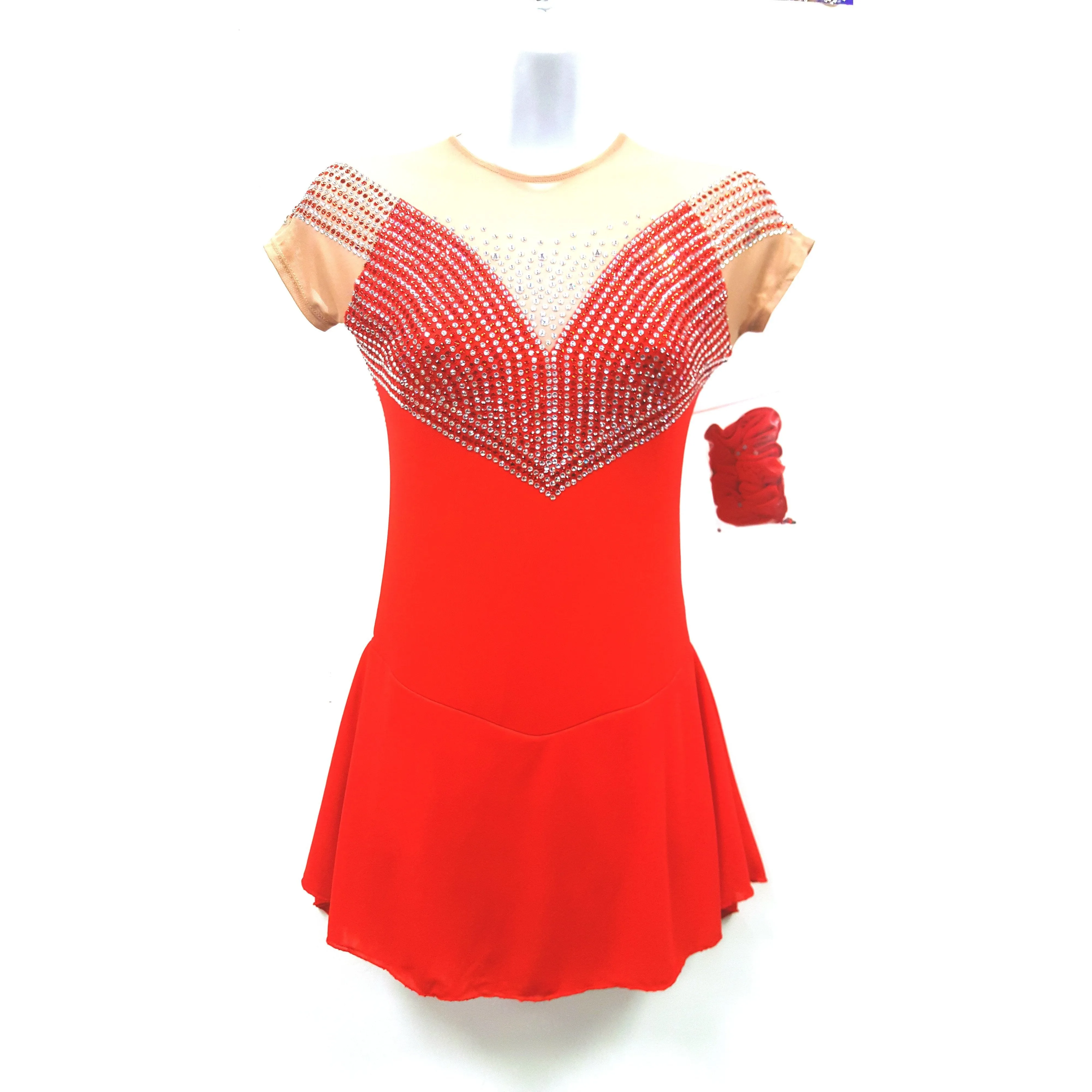 Figure Skating Dress - 100's Crystals SU1200 Red