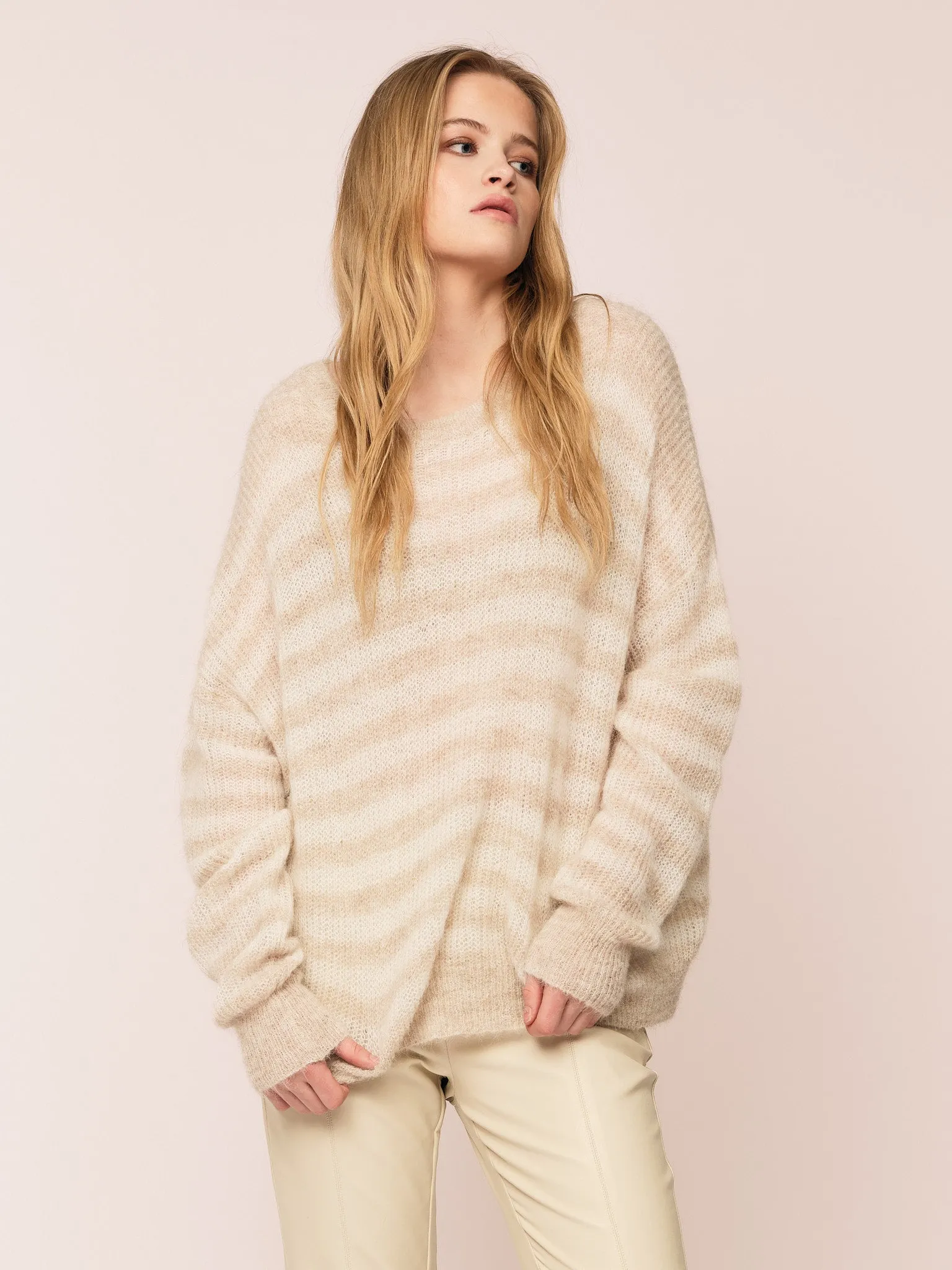 Flora RN Sweater - Beige Stripe