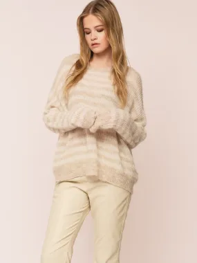 Flora RN Sweater - Beige Stripe