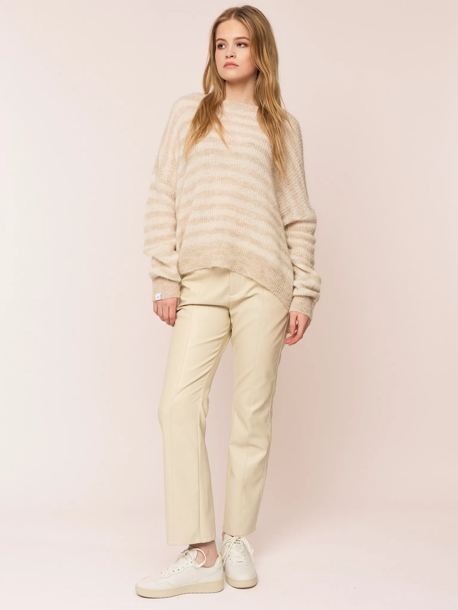 Flora RN Sweater - Beige Stripe