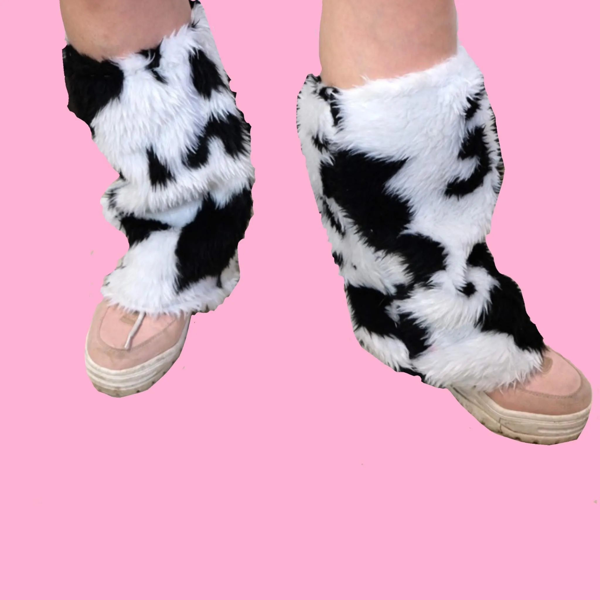 Fluffy Cow Leg Warmers M/L