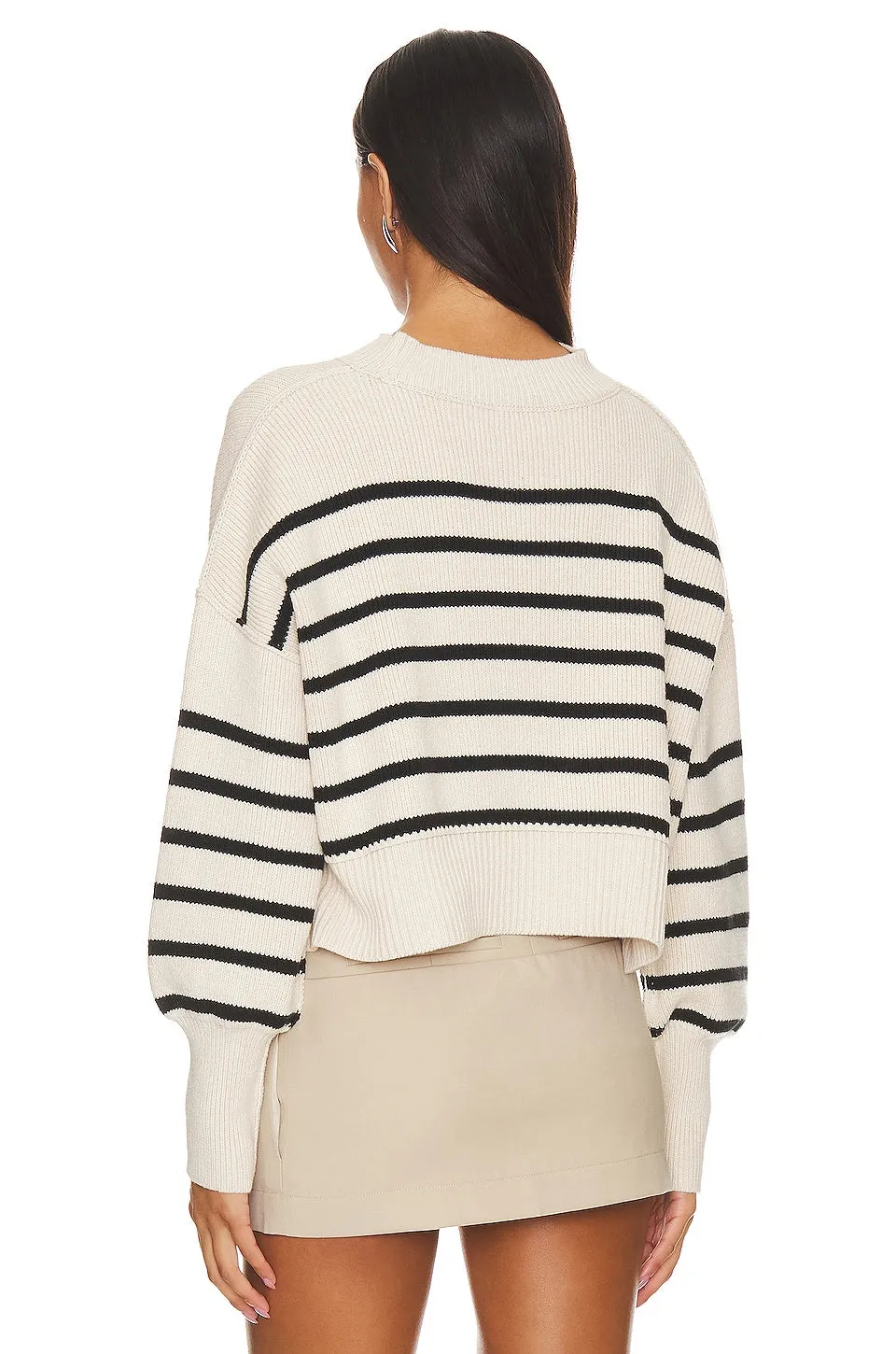 Free People Stripe Easy Street Crop Sweater, Pearl Combo